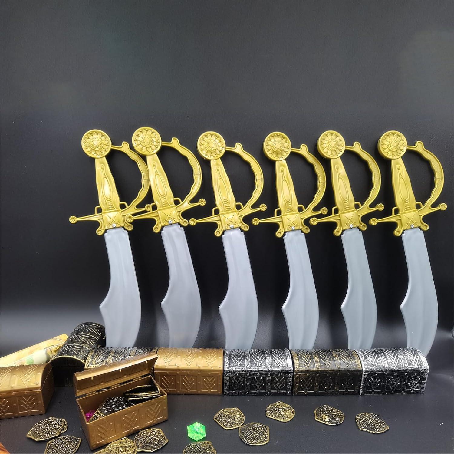 Set de 6 Espadas Pirata de Plástico para Niños 34 cm