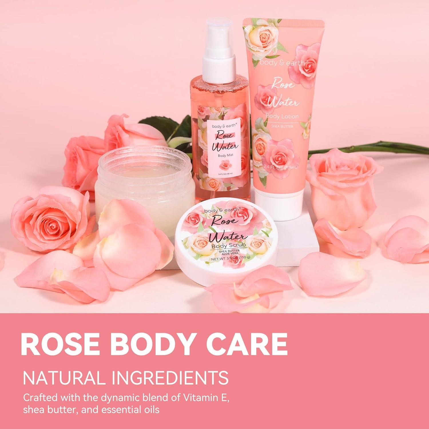 Set de Spa Body & Earth 3 Piezas Rosa - Perfume, Loción y Exfoliante