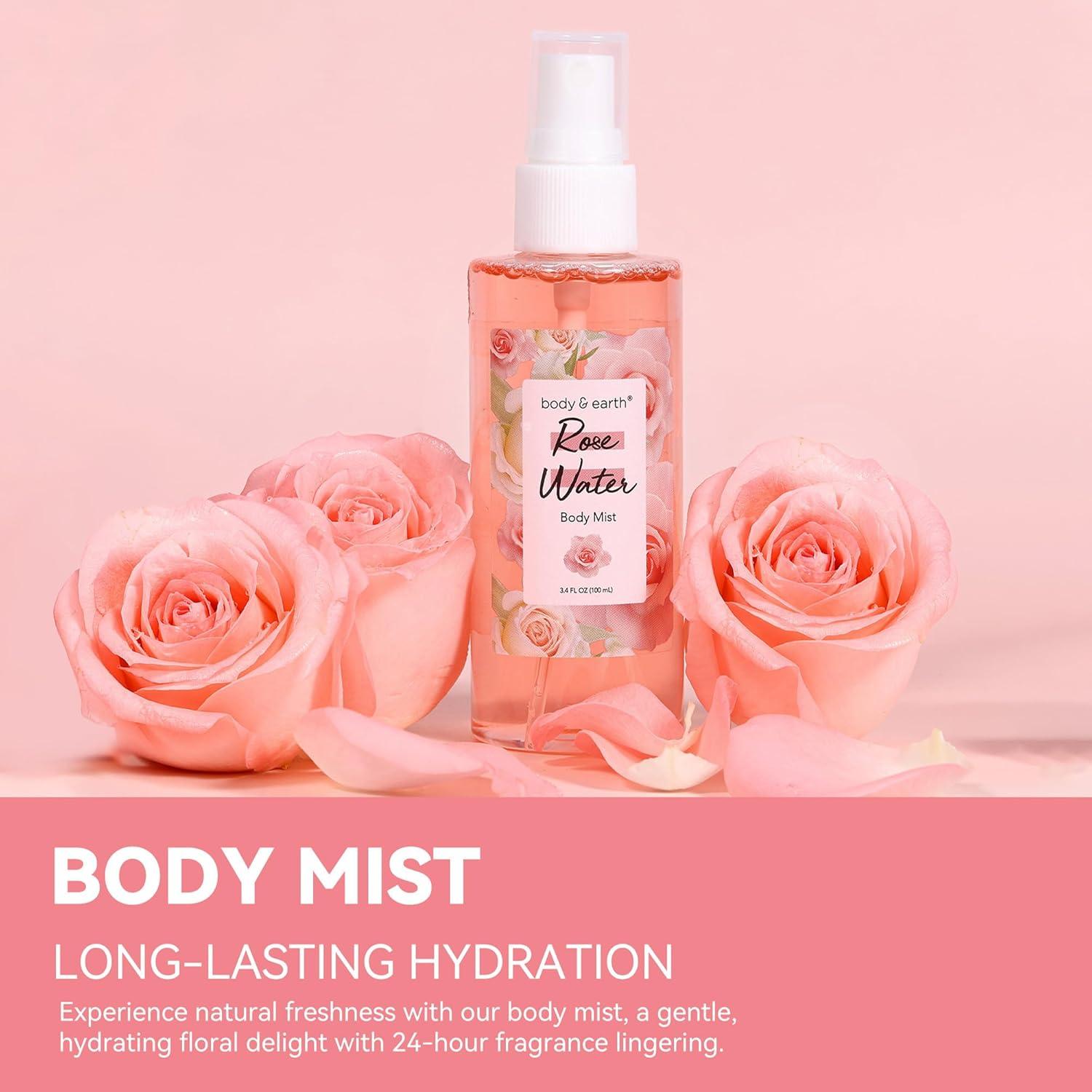 Set de Spa Body & Earth 3 Piezas Rosa - Perfume, Loción y Exfoliante