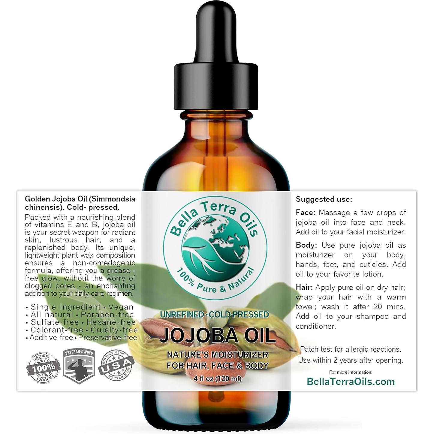 Aceite de Jojoba Orgánico Bella Terra 118 ml - Hidratante Piel y Cabello