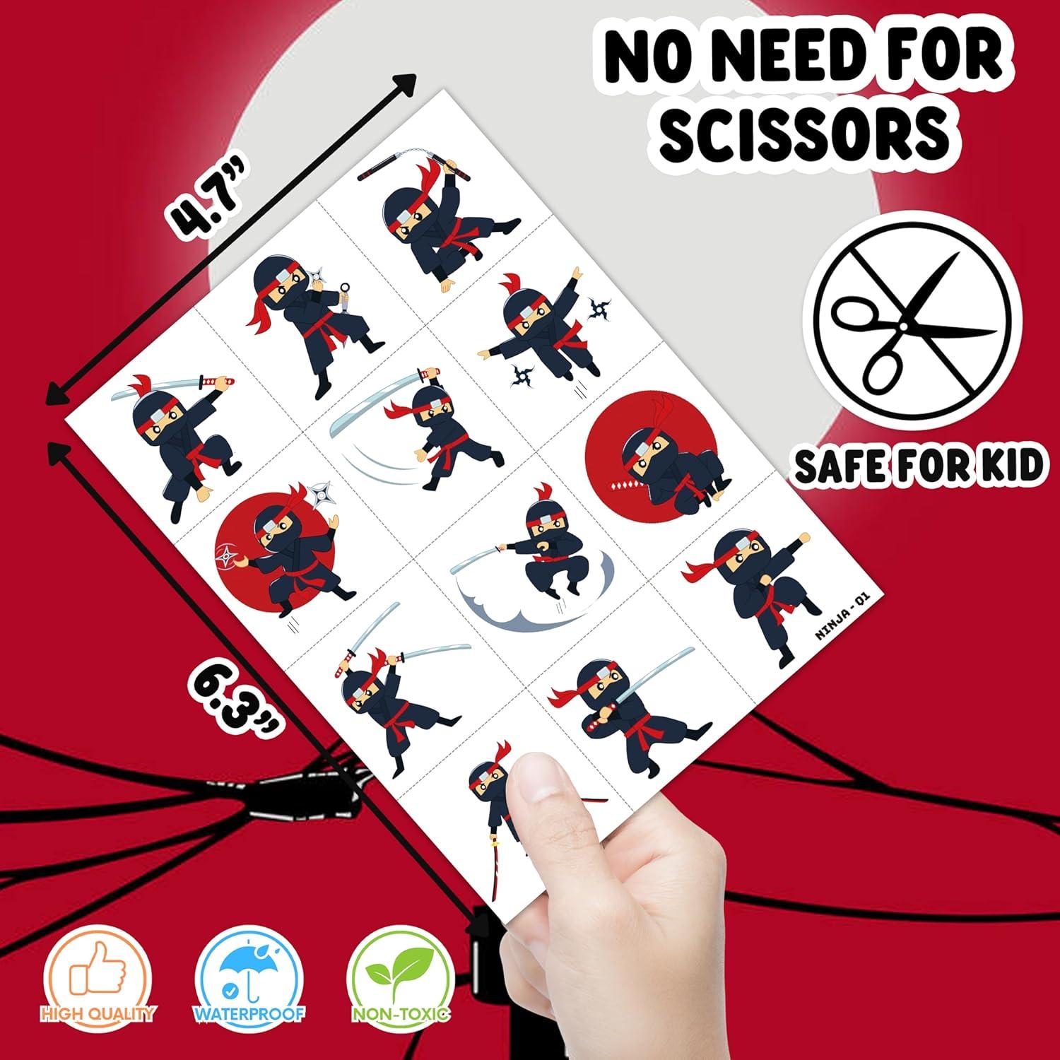 Tatuajes Temporales Ninja 96 PCS 91TATTOOS para Niños