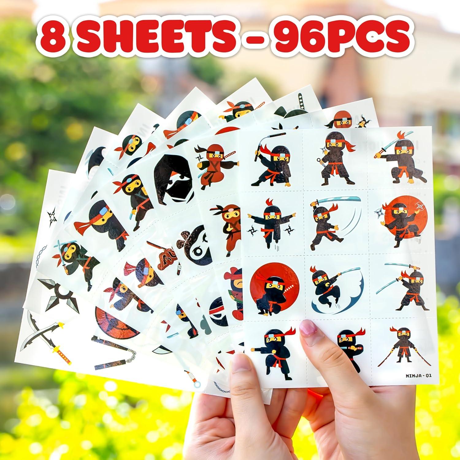 Tatuajes Temporales Ninja 96 PCS 91TATTOOS para Niños