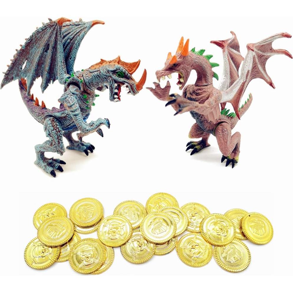 Figuras de Acción Dragones Antiguos Guaishou 4pcs con Monedas
