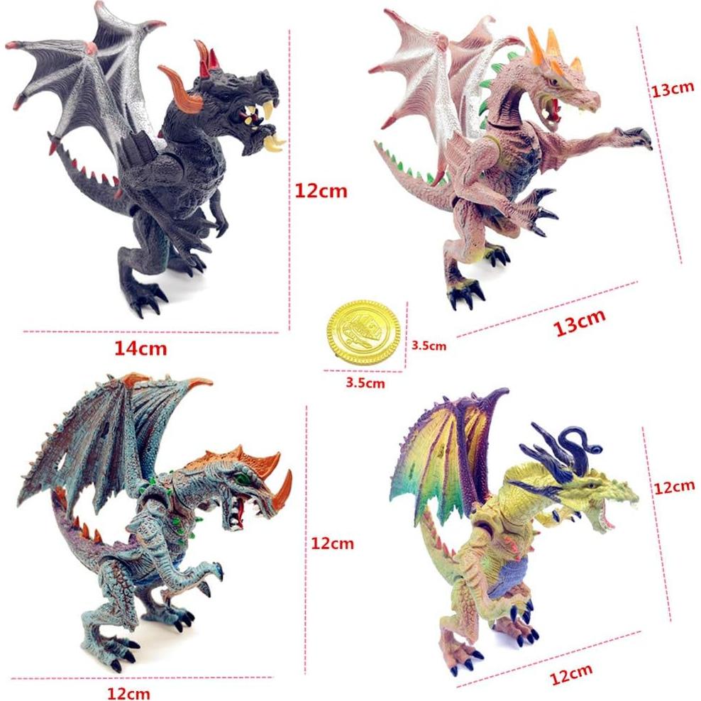 Figuras de Acción Dragones Antiguos Guaishou 4pcs con Monedas
