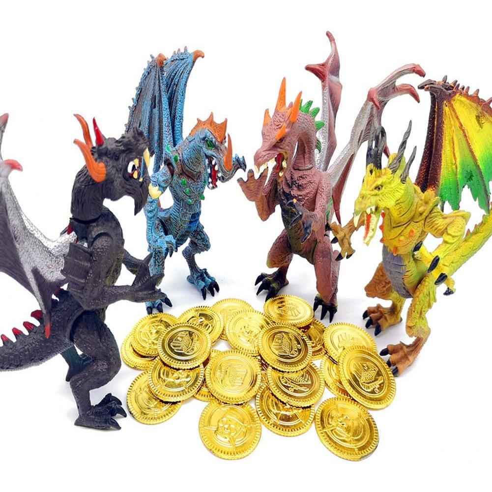 Figuras de Acción Dragones Antiguos Guaishou 4pcs con Monedas