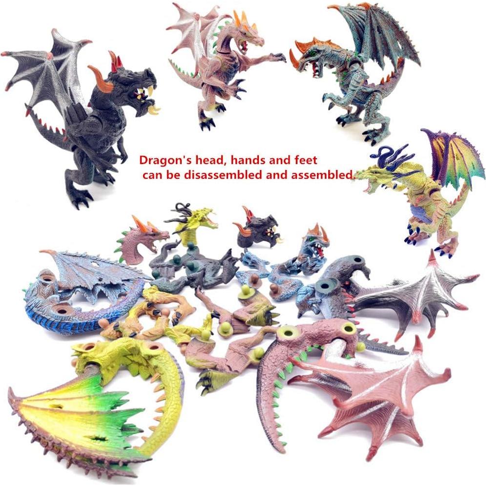 Figuras de Acción Dragones Antiguos Guaishou 4pcs con Monedas