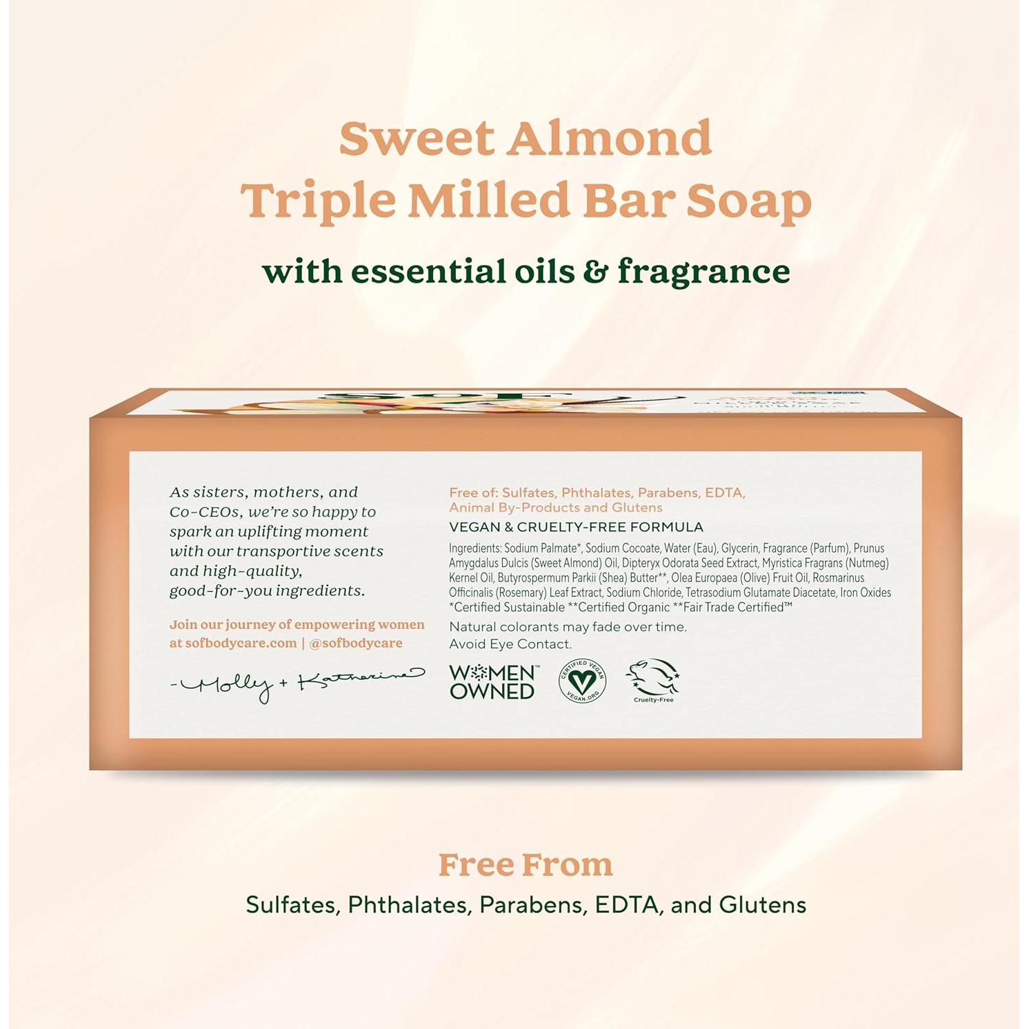 Jabón en Barra SoF Almendra Dulce - Vegano 170g (Paquete de 6)