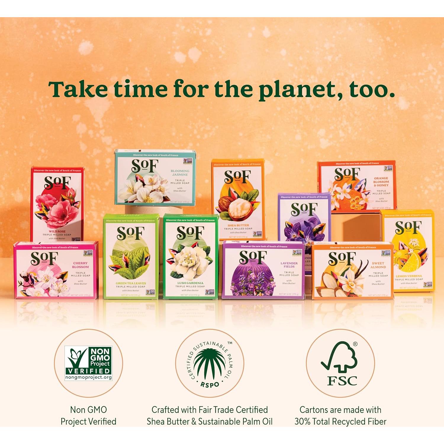 Jabón en Barra SoF Almendra Dulce - Vegano 170g (Paquete de 6)