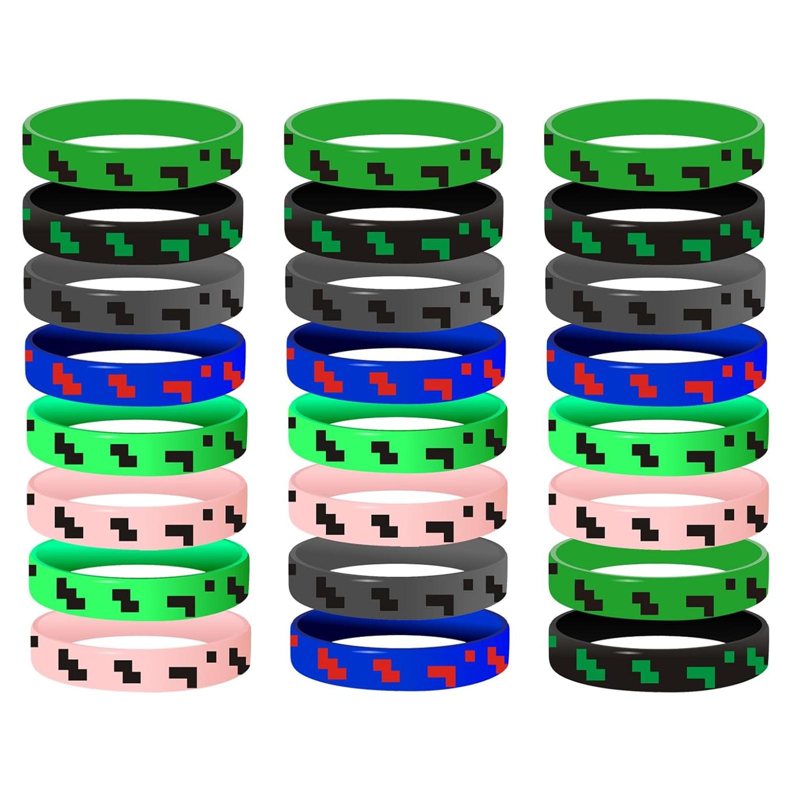 Pulseras de Silicona para Fiesta Pixel Ayinhov 24 Piezas