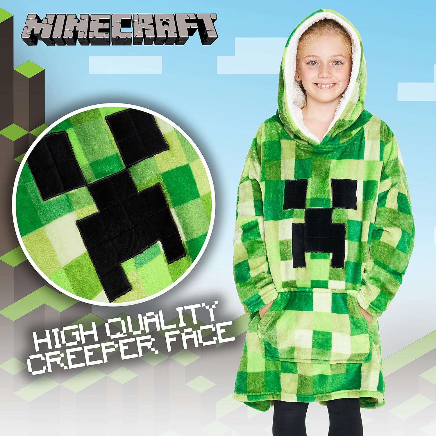 Manta con Capucha Minecraft Bioworld Talla Única Verde Claro