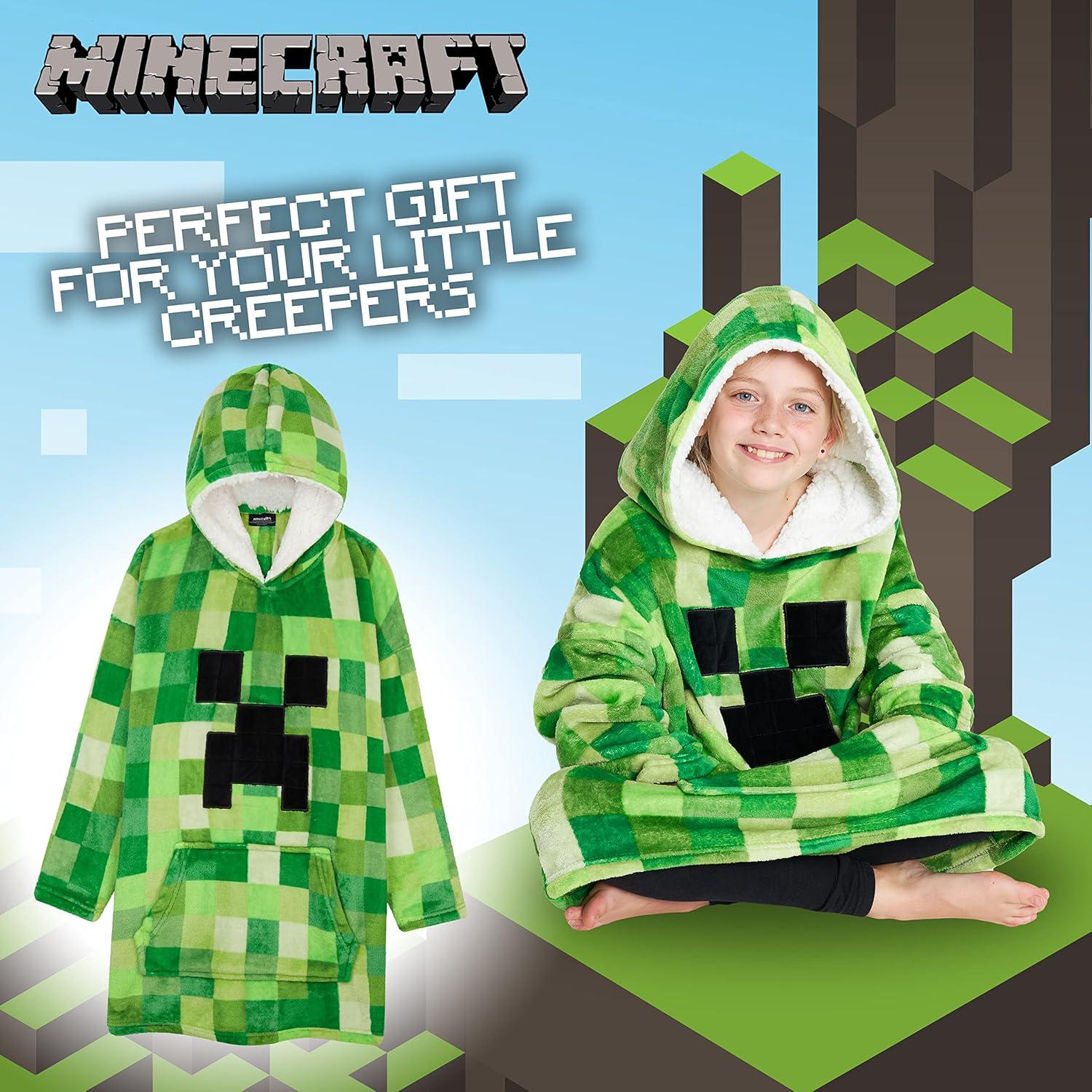 Manta con Capucha Minecraft Bioworld Talla Única Verde Claro