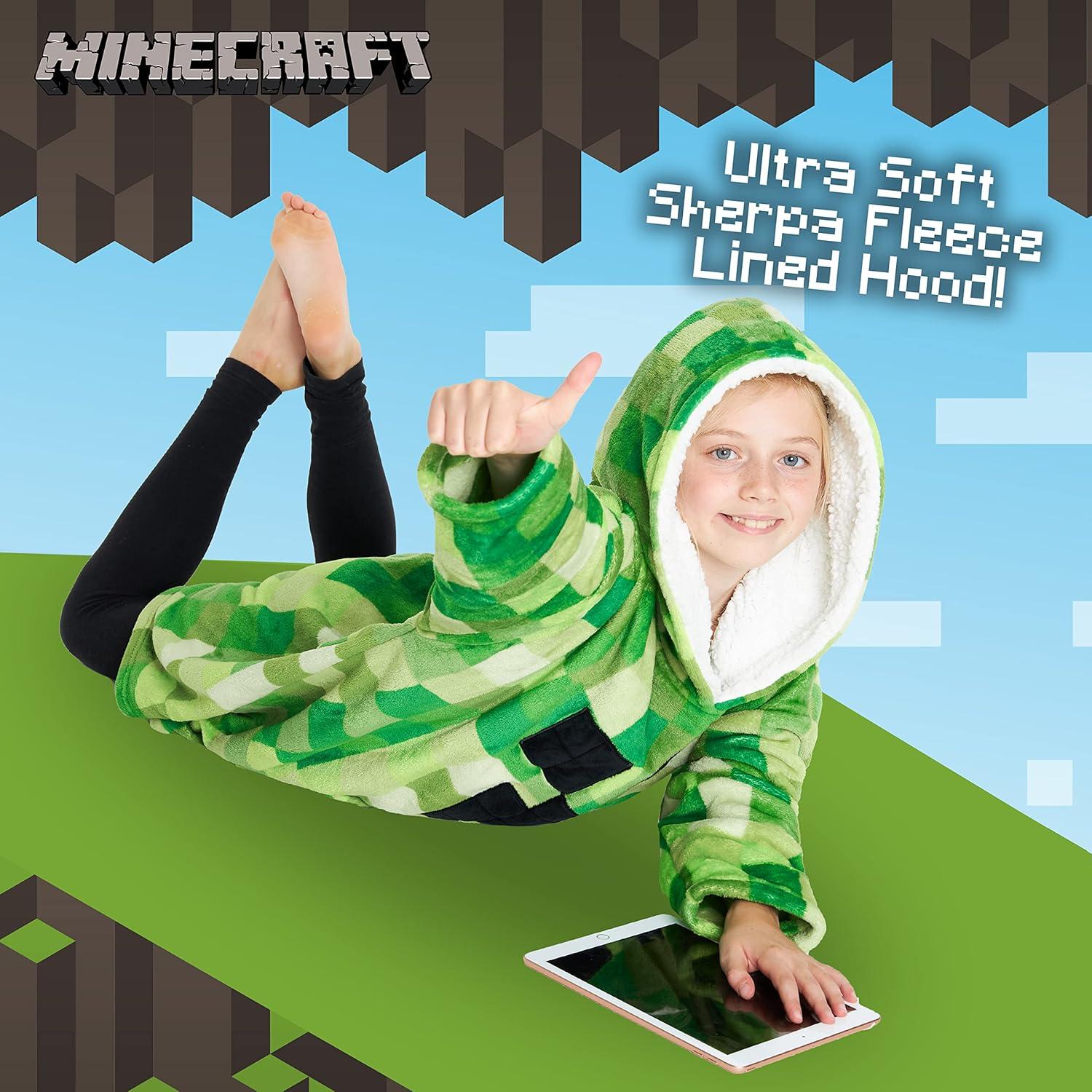 Manta con Capucha Minecraft Bioworld Talla Única Verde Claro