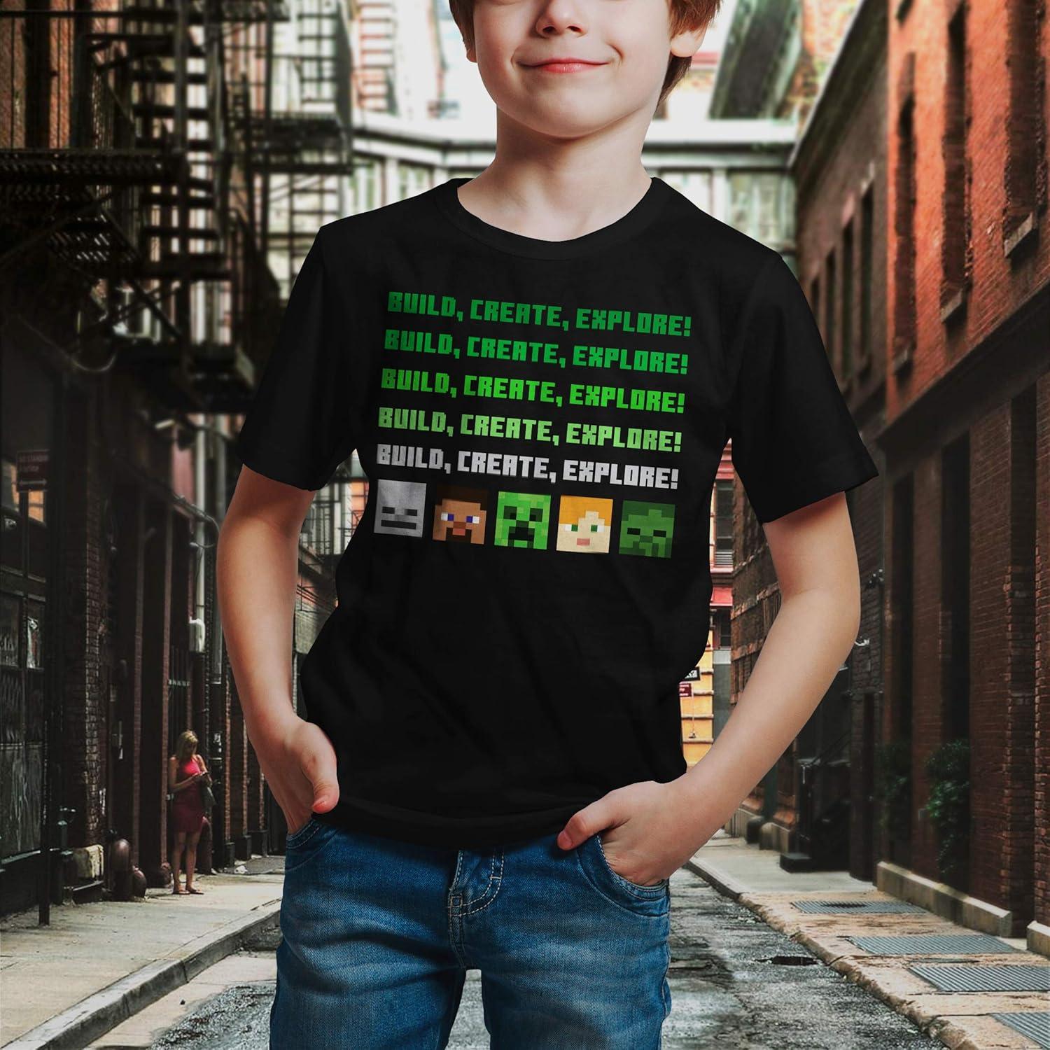 Camiseta Minecraft para Niños X-Grande Steve Creeper Negro