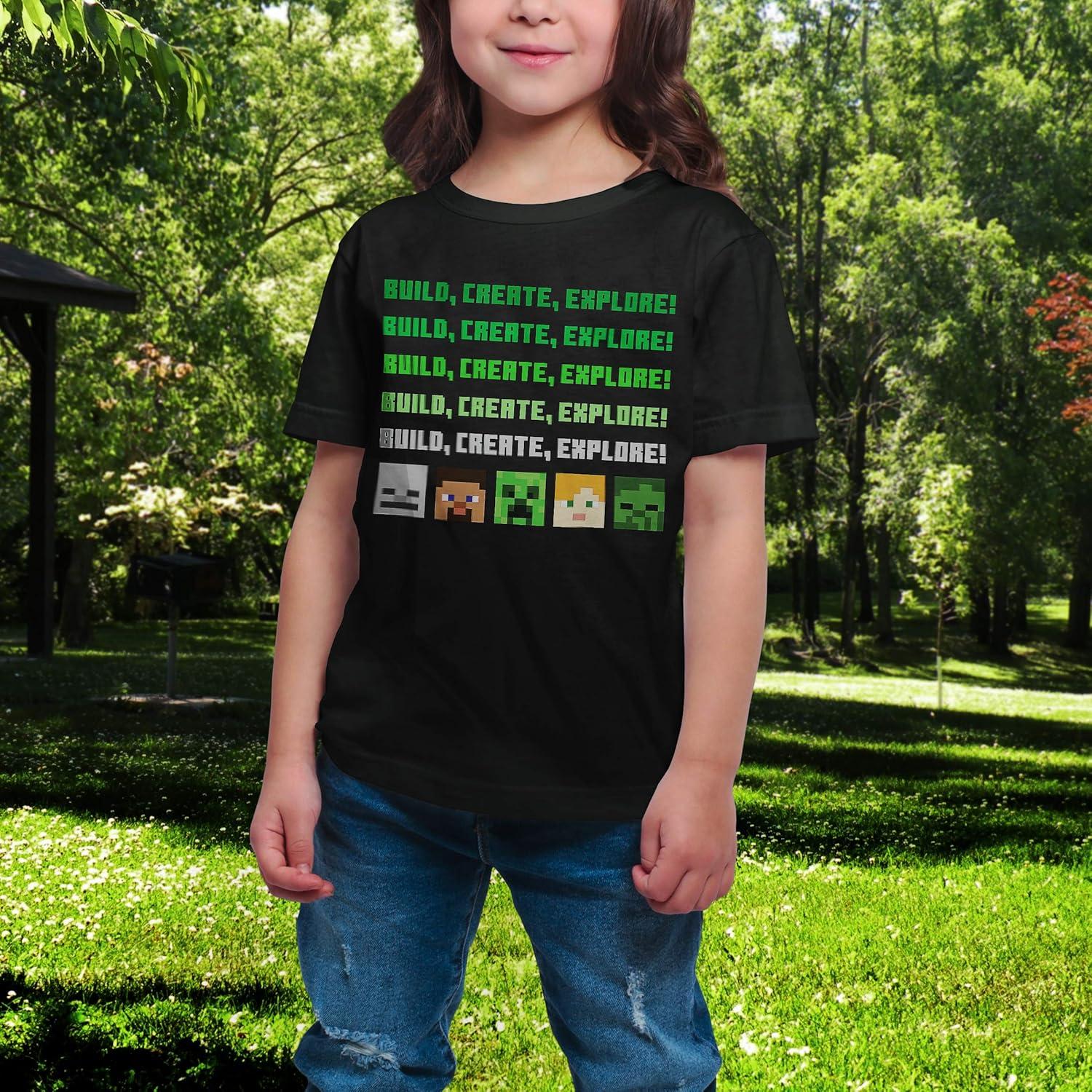 Camiseta Minecraft para Niños X-Grande Steve Creeper Negro