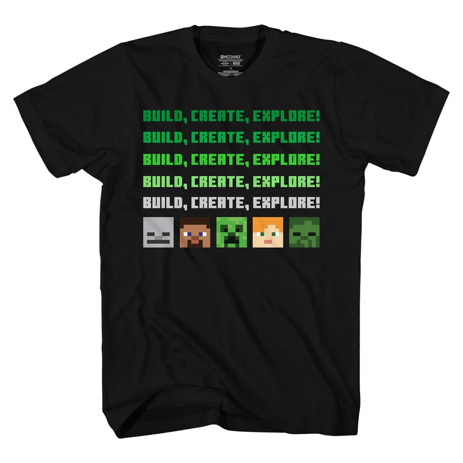 Camiseta Minecraft para Niños Steve Creeper Algodón Negro