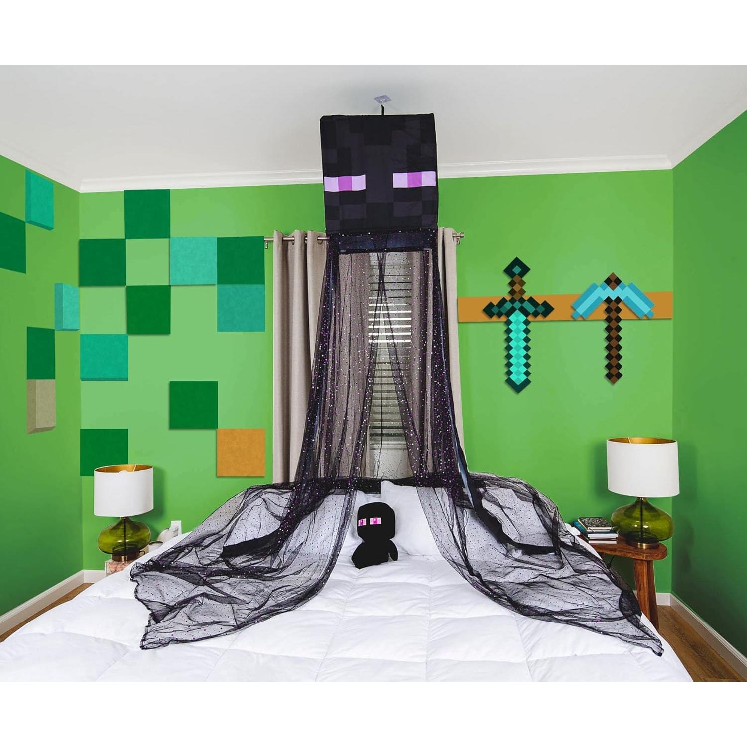 Cortina de Dosel Minecraft Enderman 254x457 cm - Poliester