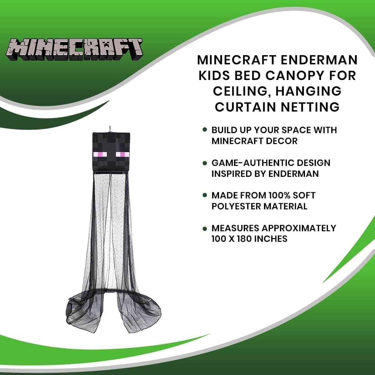 Cortina de Dosel Minecraft Enderman 254x457 cm - Poliester