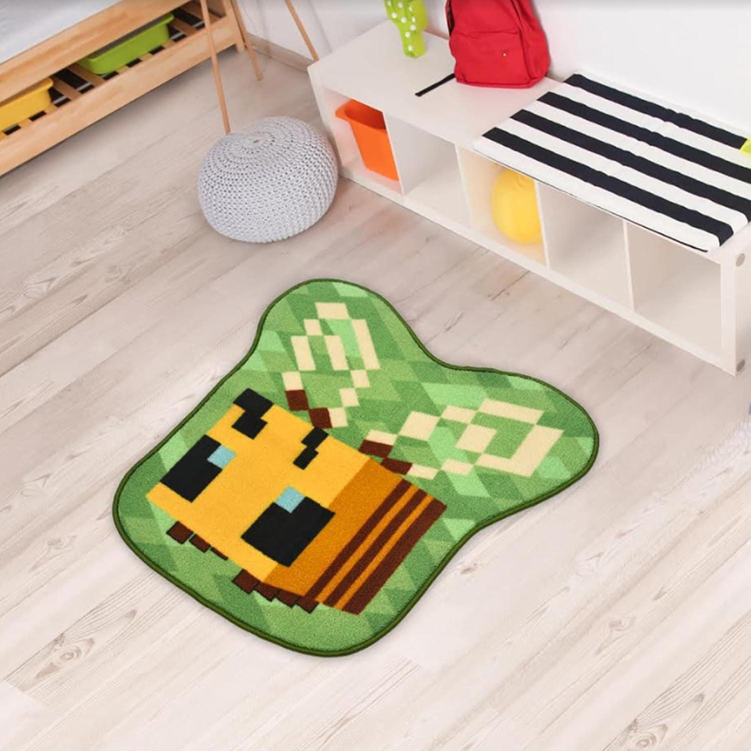 Alfombra Acento Abeja Minecraft 79x74 cm Decoración Infantil