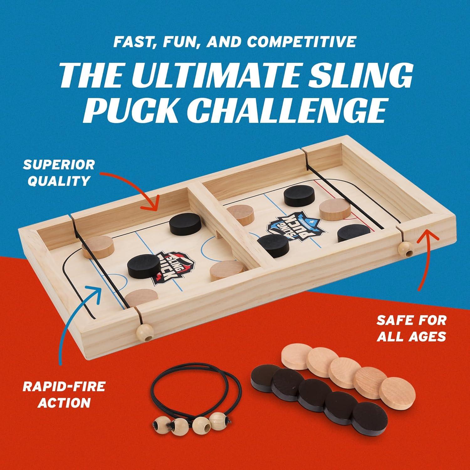 Juego de Mesa Sling Puck Crazy Games 14" Madera para 2 Jugadores