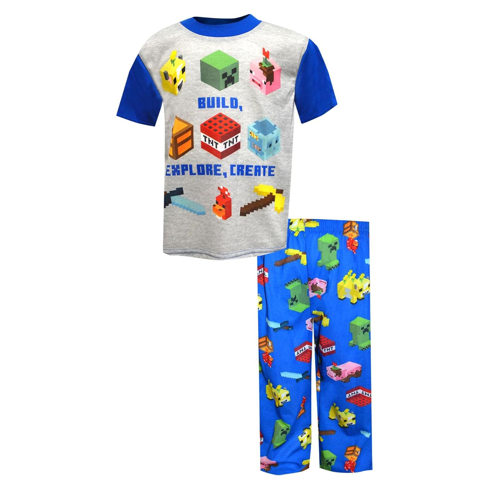 Conjunto de Pijamas Minecraft para Niños 2 Piezas Azul Talla 8