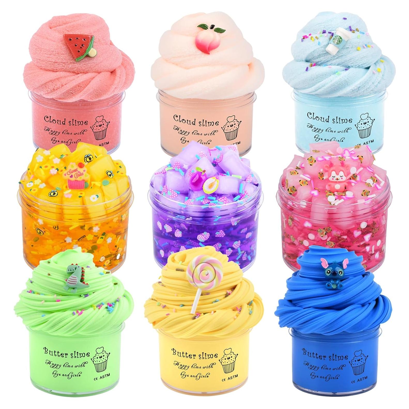 Kit de Slime 9 Paquetes Dauwiaow Variados No Pegajoso