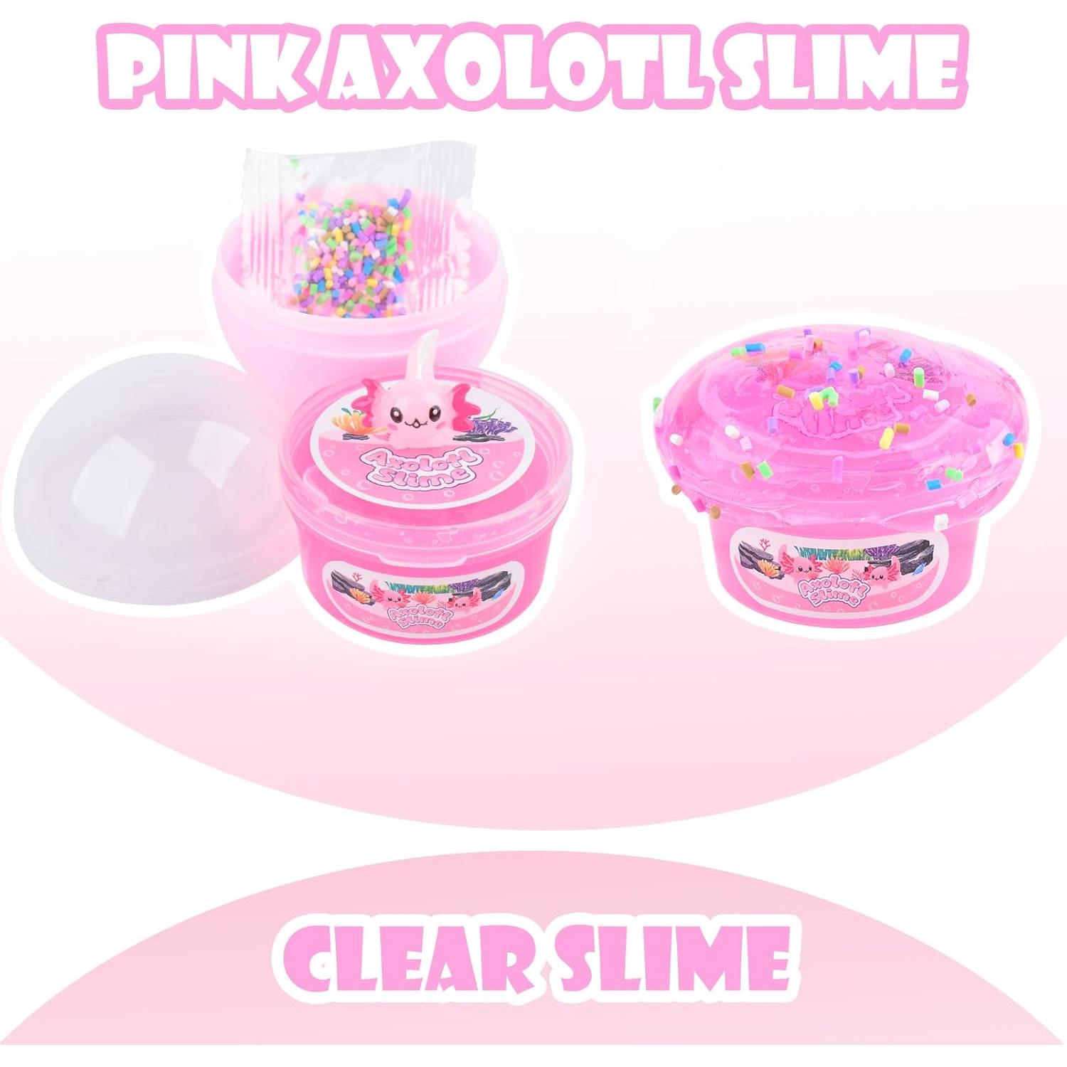 Kit de Slime 3 Paquetes Axolote - Mantequilla Azul, Nube Púrpura, Rosa Crujiente
