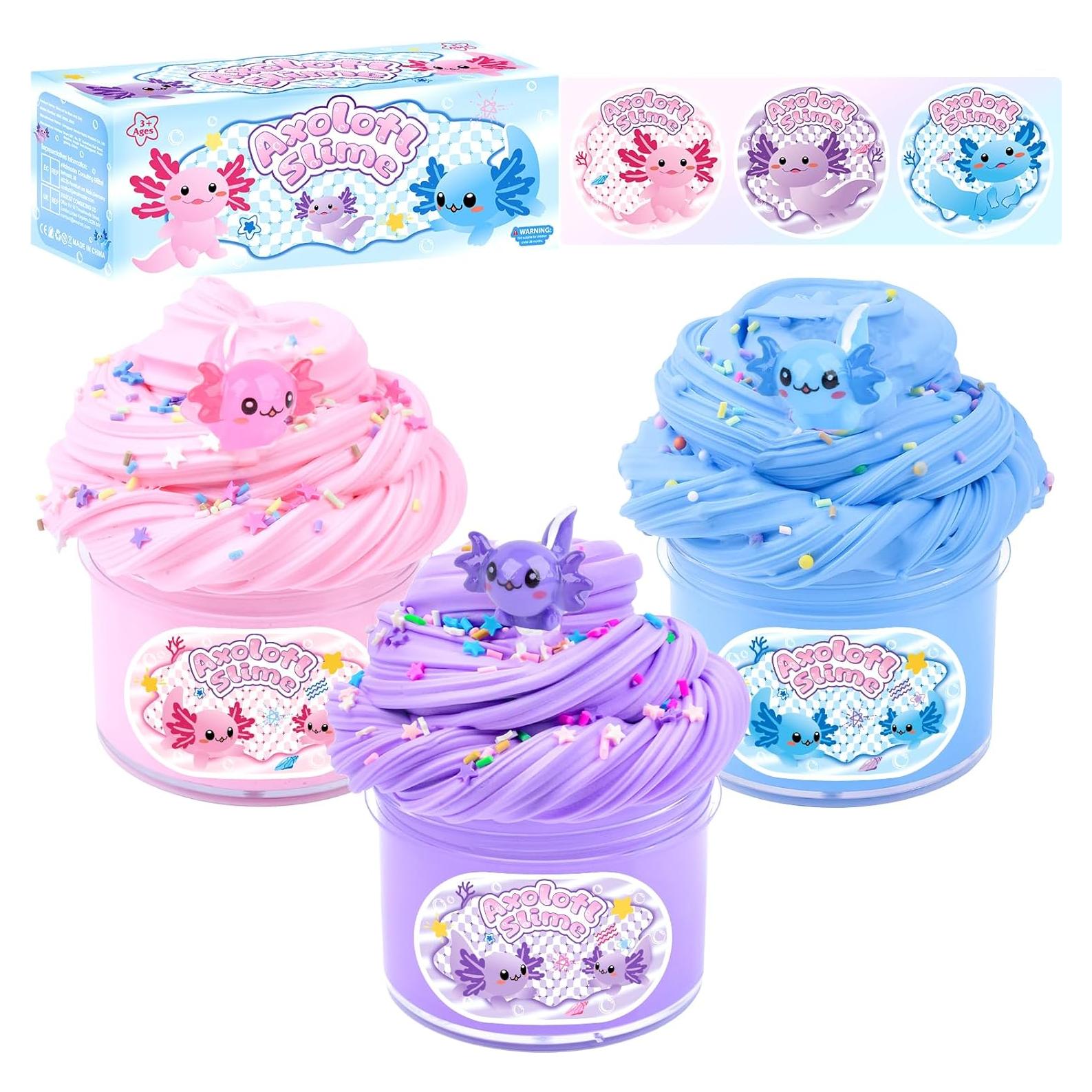 Paquete de 3 Slime de Mantequilla D'ALBA con Encantos Axolotl