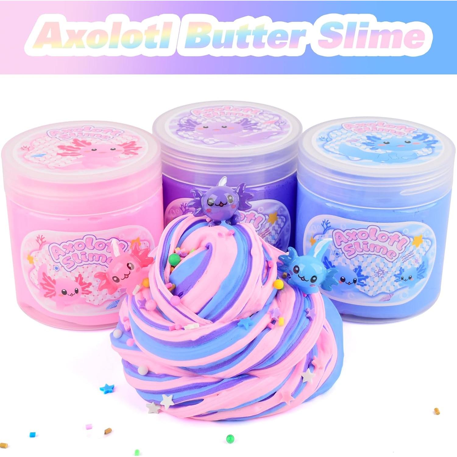 Paquete de 3 Slime de Mantequilla D'ALBA con Encantos Axolotl