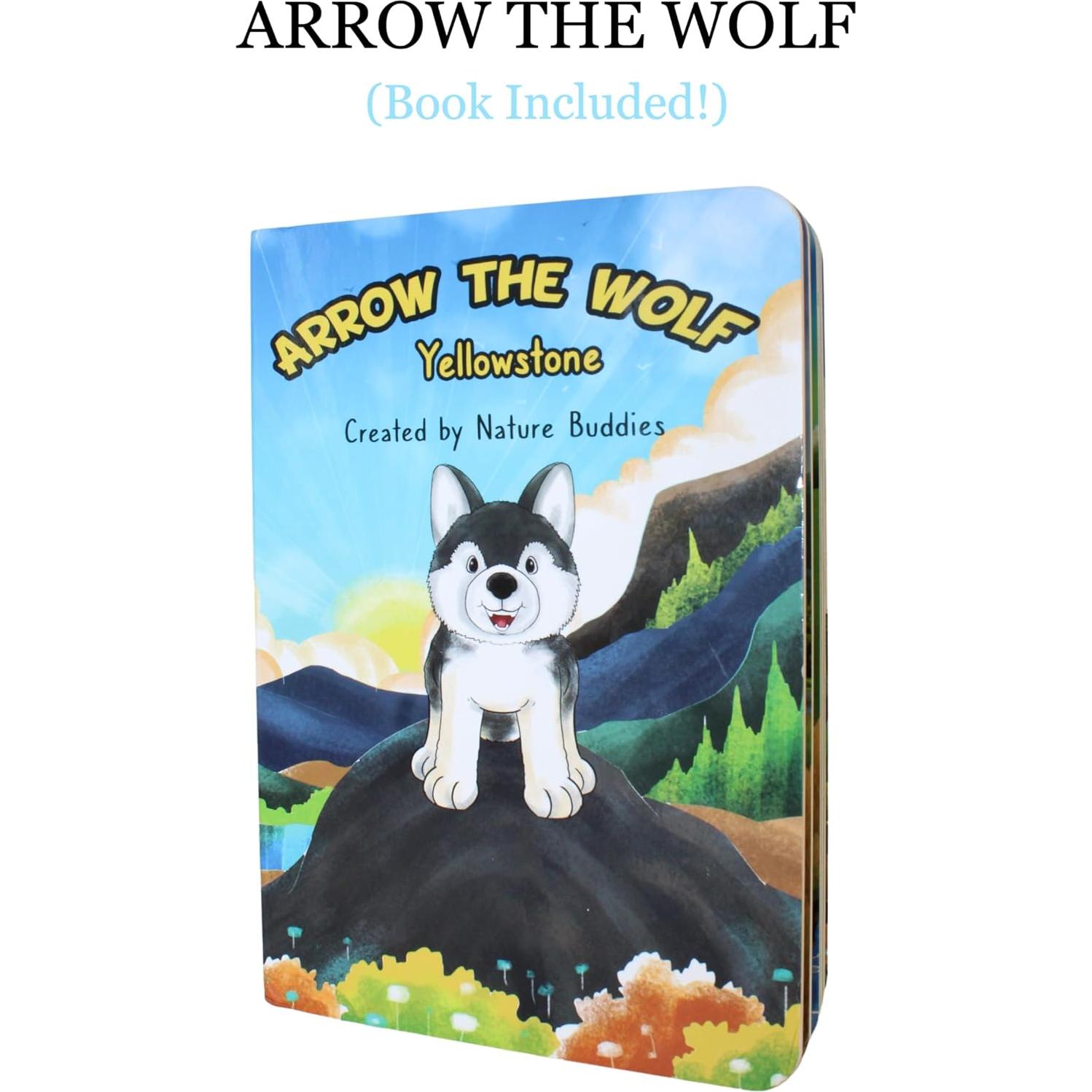 Animal de Peluche Lobo Arrow con Libro Infantil 33 cm