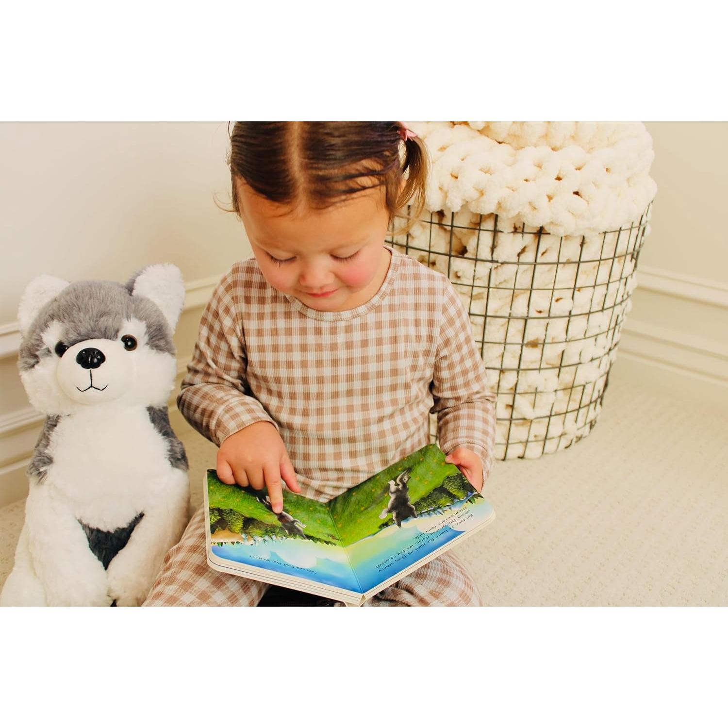 Animal de Peluche Lobo Arrow con Libro Infantil 33 cm