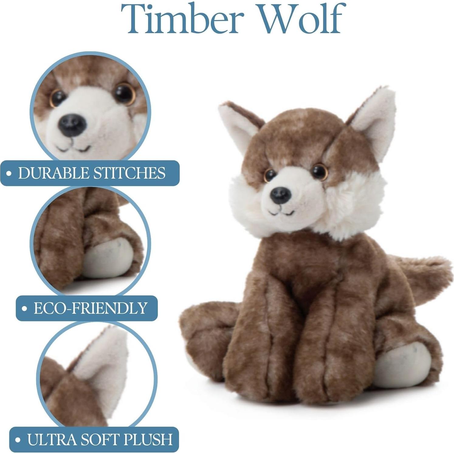 Peluche Lobo de Madera El Zoológico de Caricias 20 cm