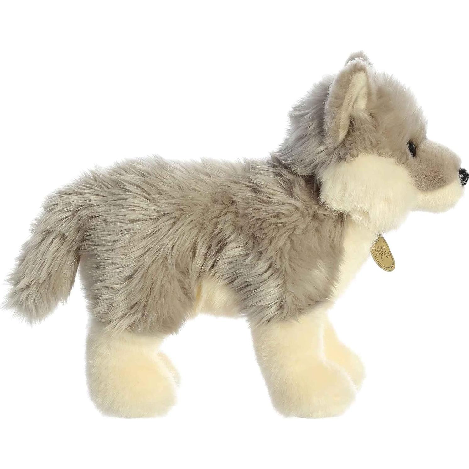 Peluche Cachorro Lobo Aurora Miyoni 25 cm Gris Realista
