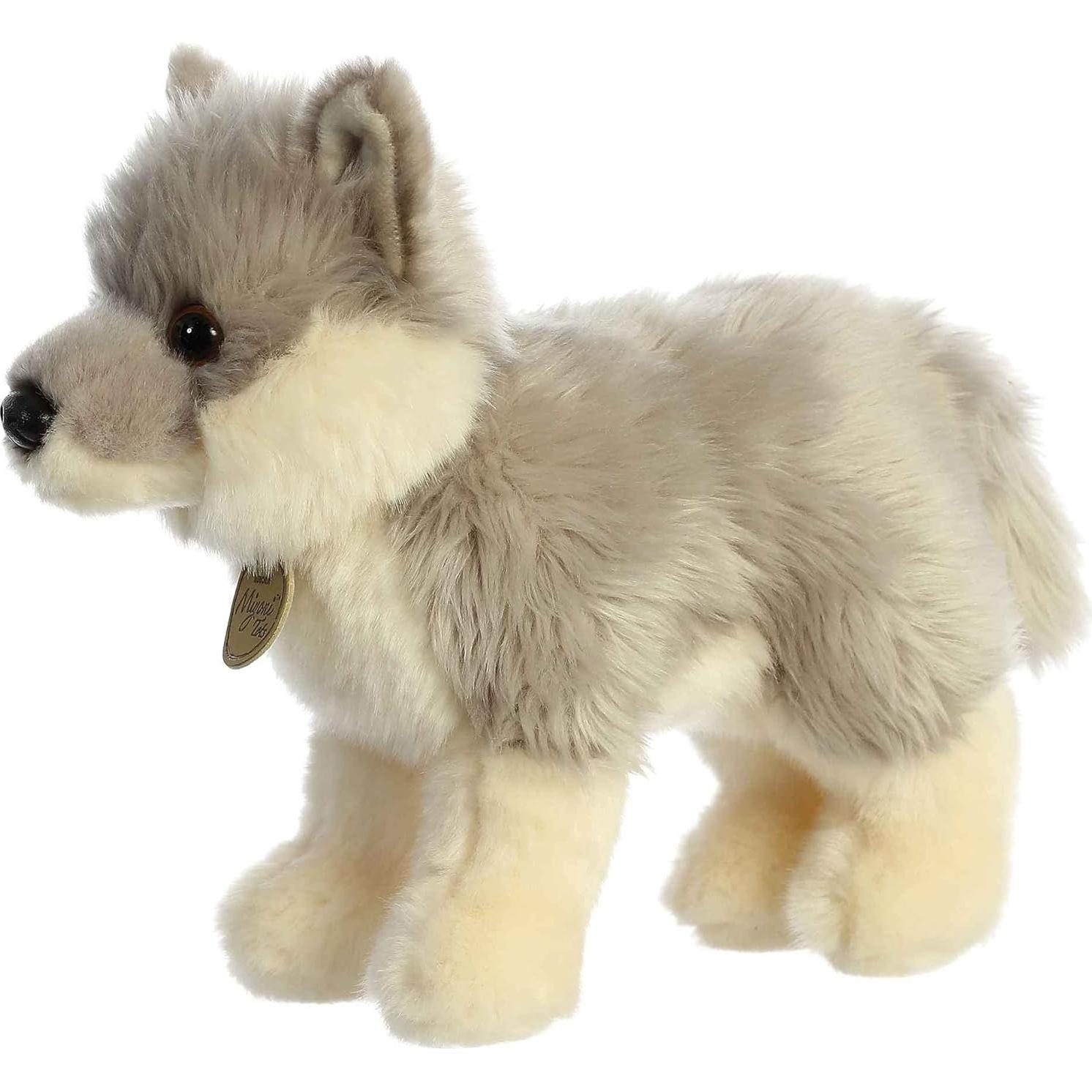 Peluche Cachorro Lobo Aurora Miyoni 25 cm Gris Realista