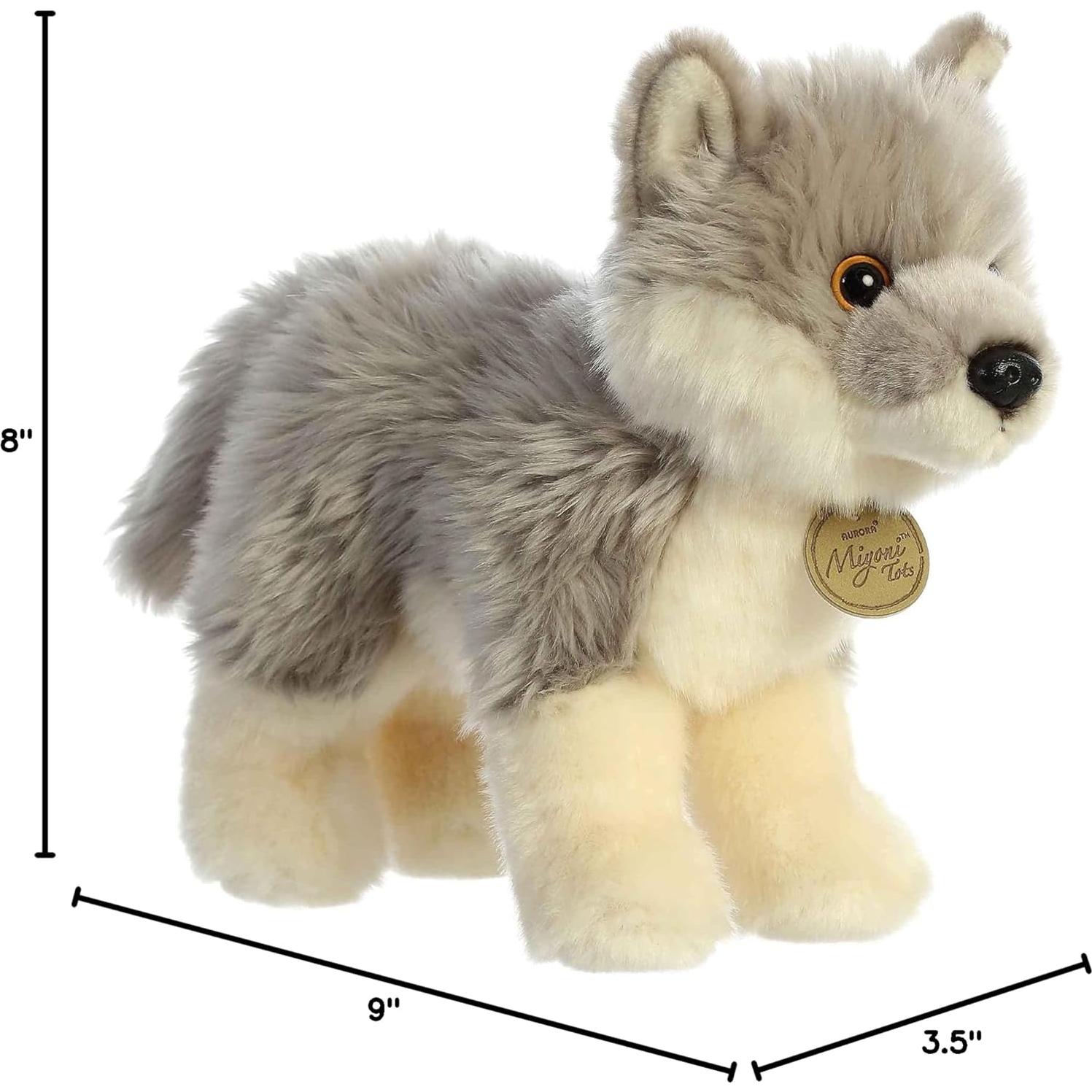 Peluche Cachorro Lobo Aurora Miyoni 25 cm Gris Realista