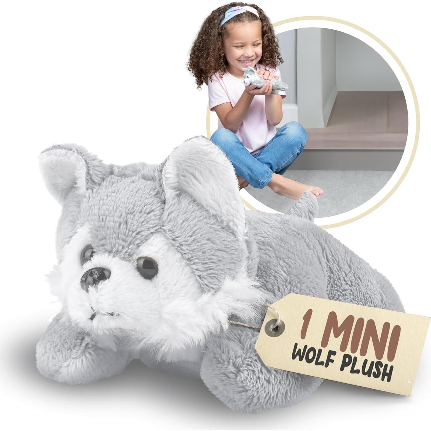 Stuffed Wolf Husky, Single Mini Stuffed Animal Plush Toy for Kids, Forest Party Favors and Goody Bags, Classroom Treasure Box Prizes, Stocking Stuffers (Wolf Husky)