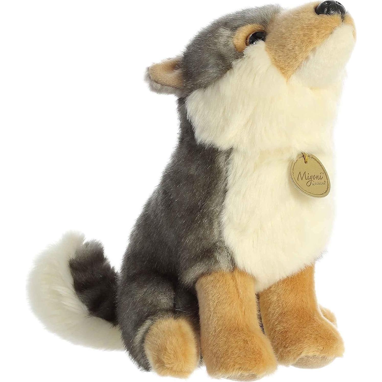 Peluche Lobo Realista Aurora Miyoni 25 cm - Gris