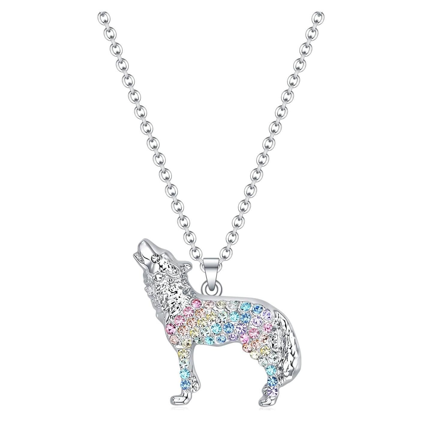 Collar de Lobo Arcoíris para Mujeres - Joyería Luomart