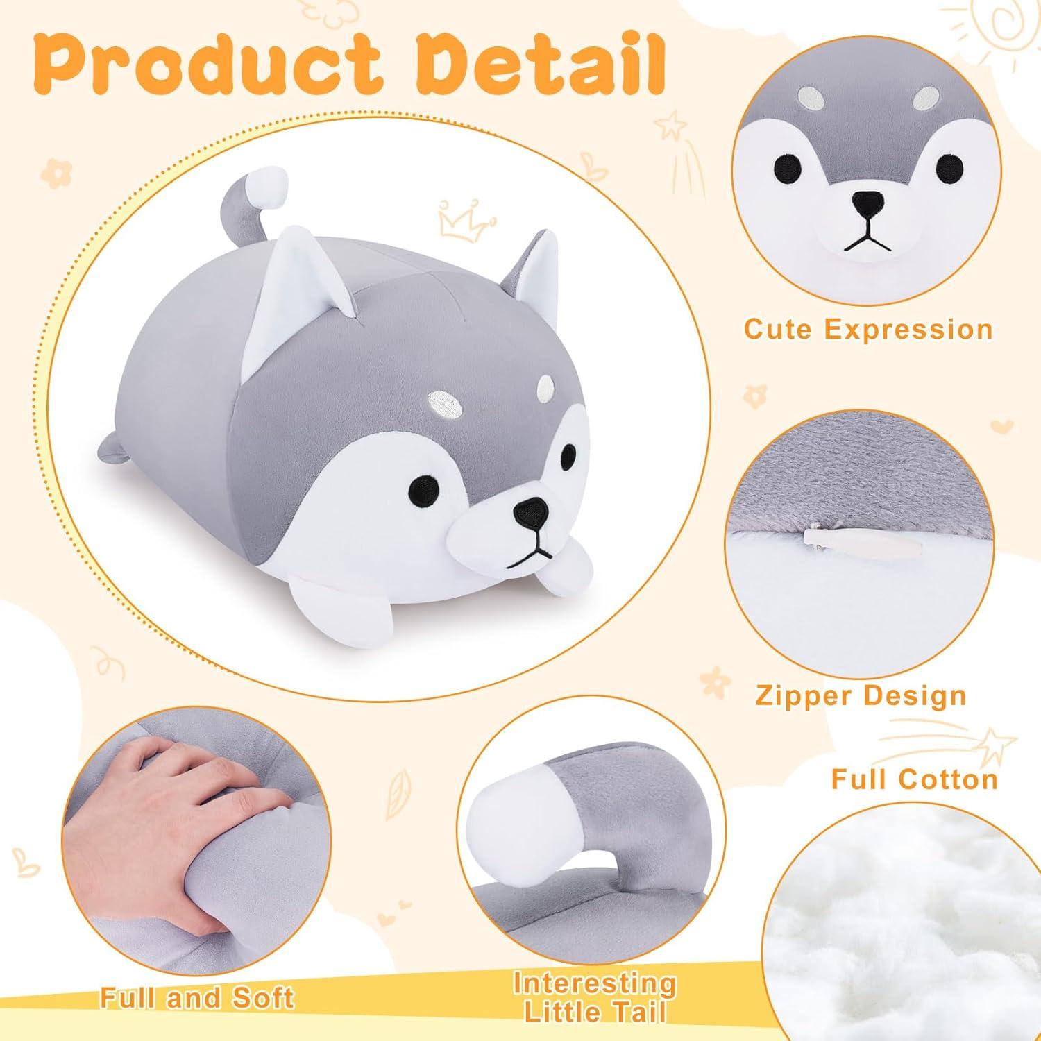 Peluche Husky Achwishap 34.8 cm Suave y Kawaii para Niños