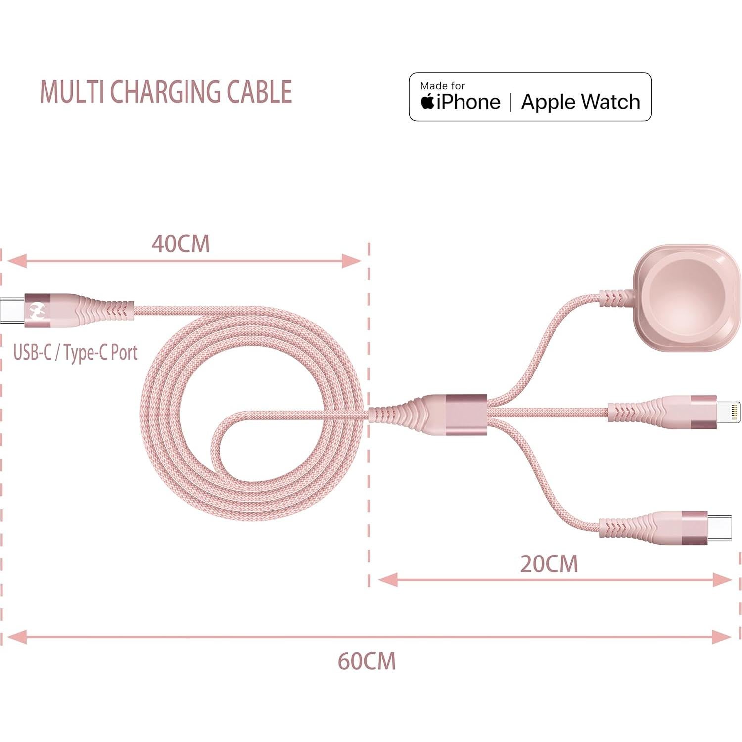 Cable de Carga 3 en 1 Xnewcable USB C para iPhone y iWatch