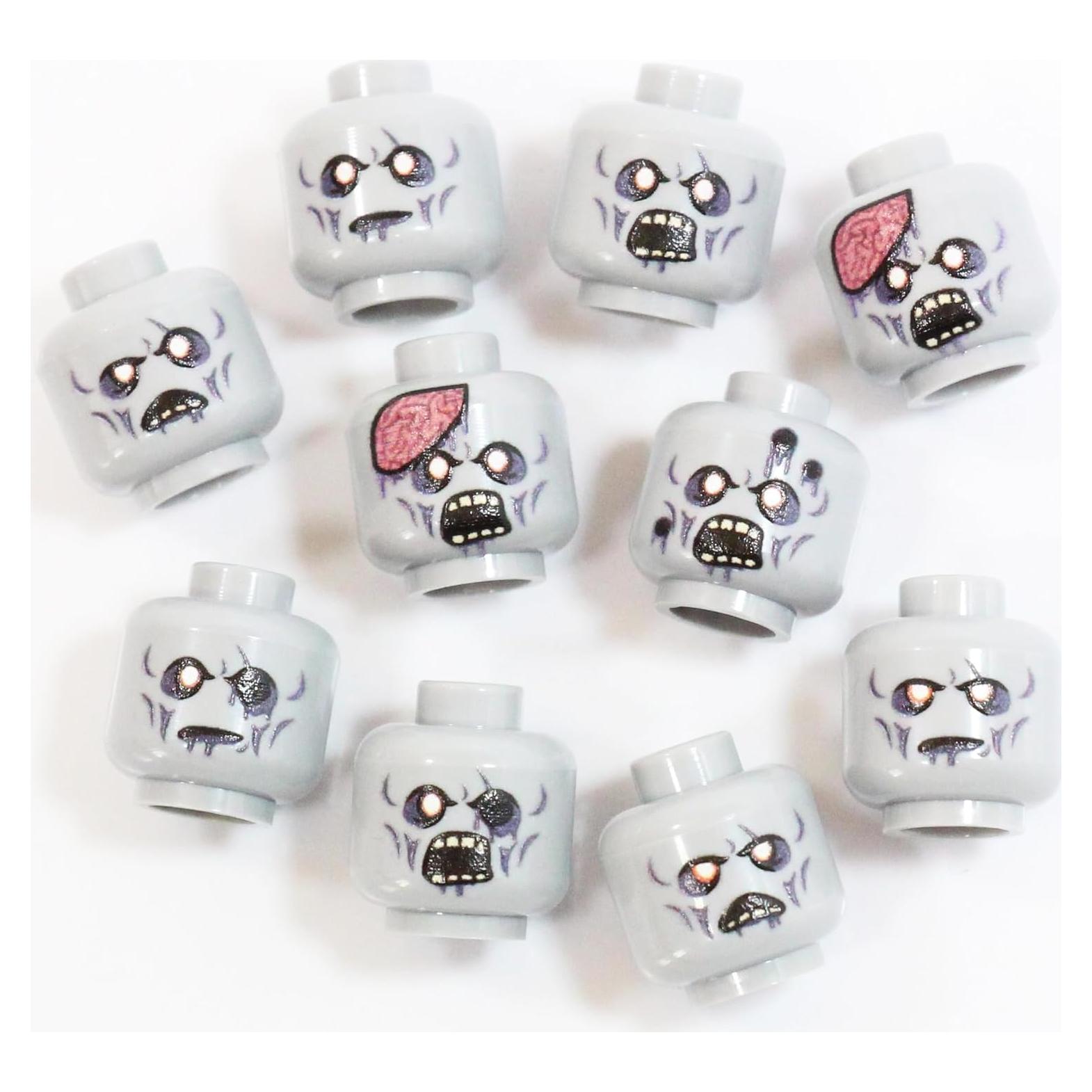 Paquete de 10 Cabezas de Zombie BrickTactical para Minifigs