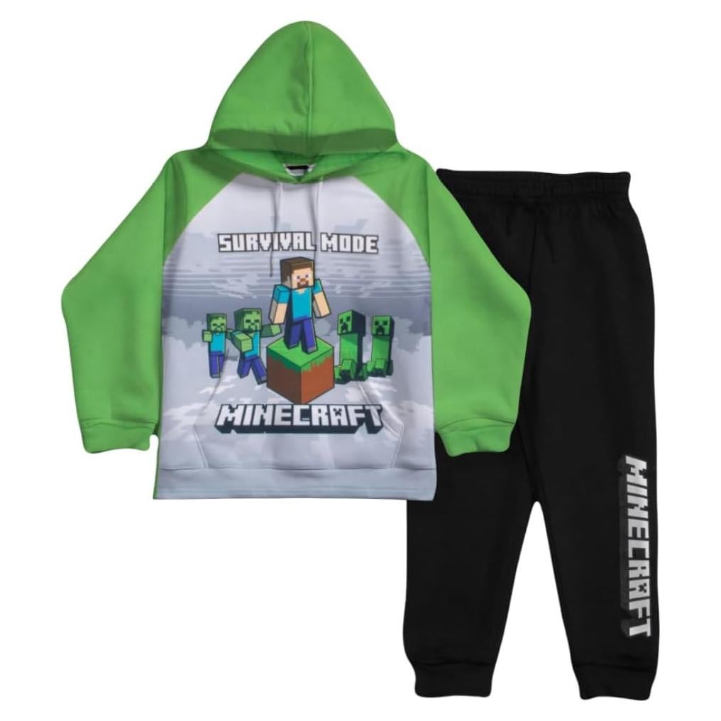 Conjunto de Sudadera y Jogger Minecraft Niños Verde/Gris Talla 4