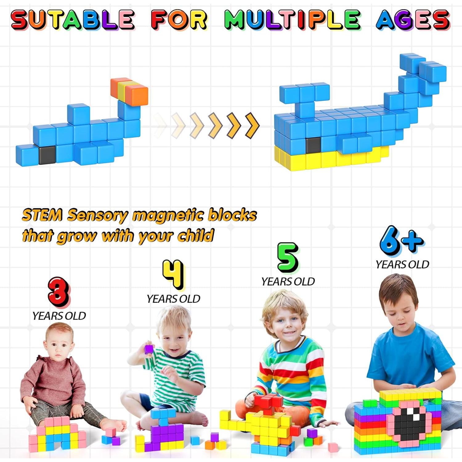 54 PCS Bloques Magnéticos Apluses para Niños 3+ Juguetes STEM