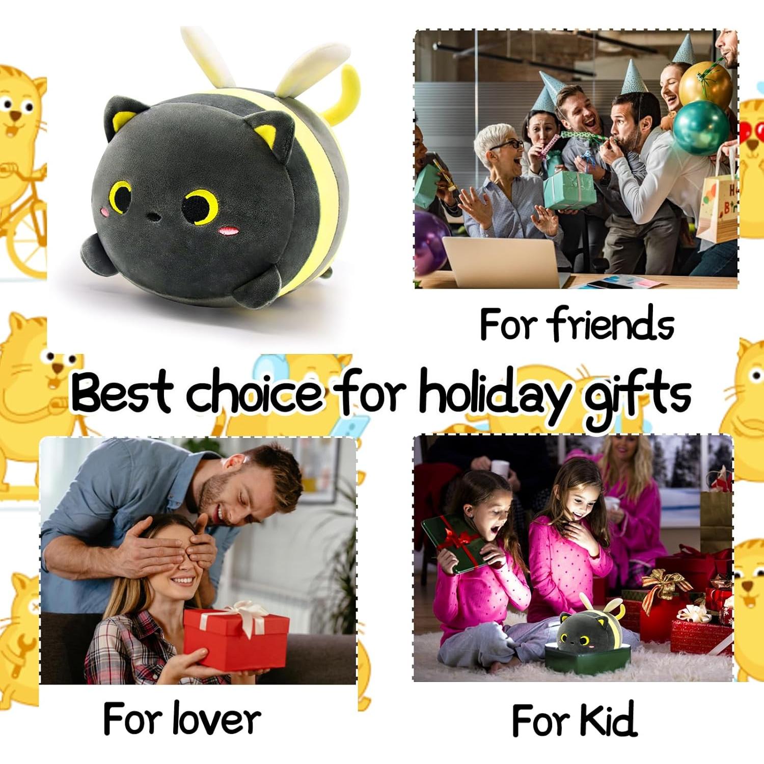 Almohada de Peluche Gato Abeja LSYDCARM 20 cm Suave