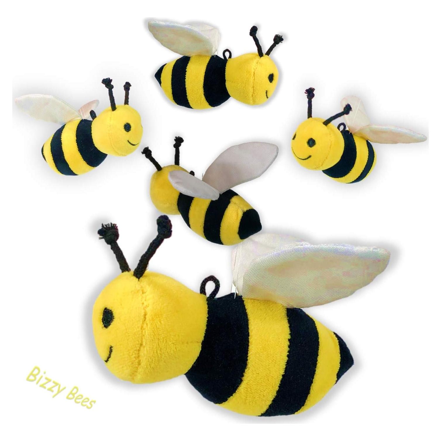 Juego de 5 Abejas de Peluche Suaves Bizzy Bees 12 cm