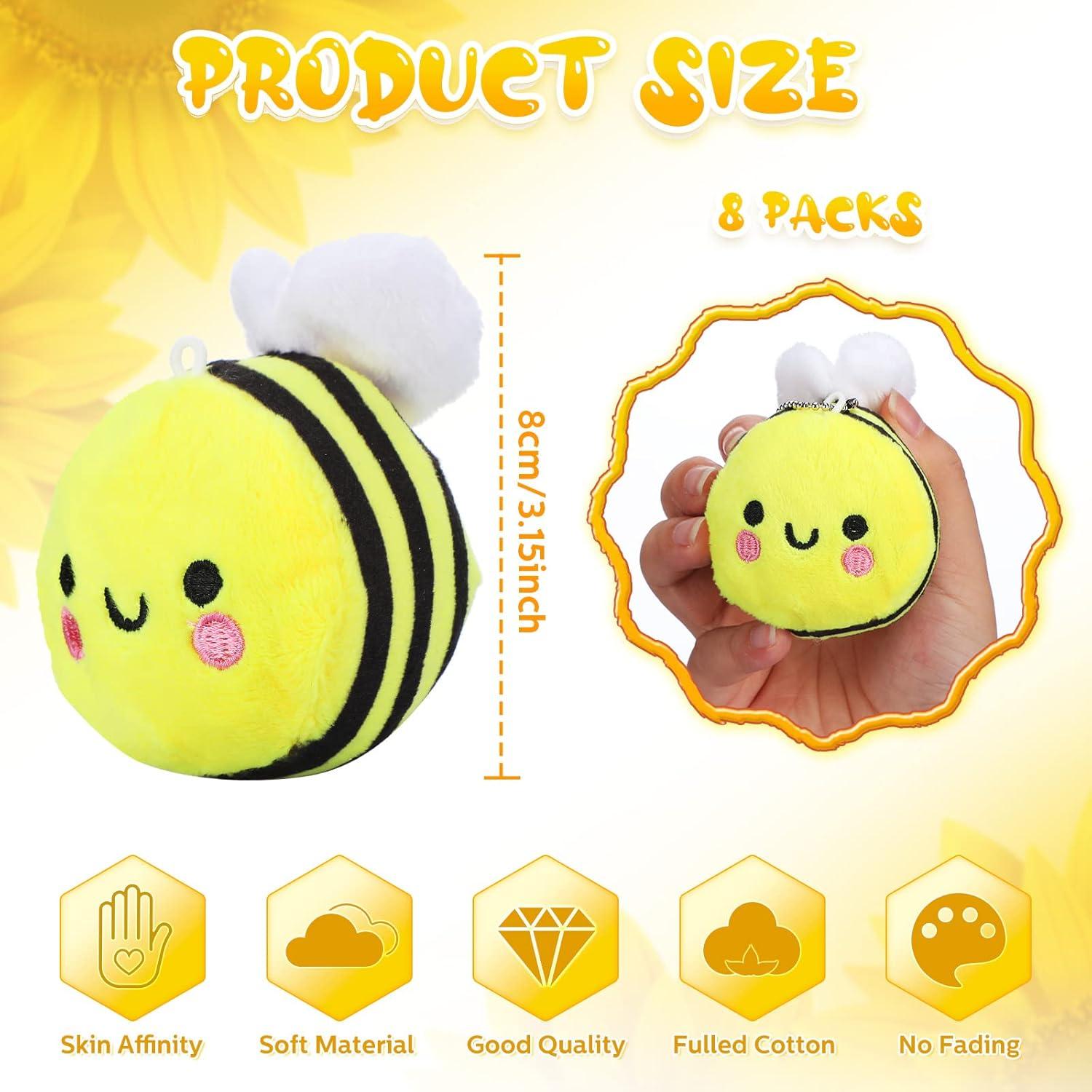 8 Abejas de Peluche Suave Sratte 8 cm para Decoración Fiesta