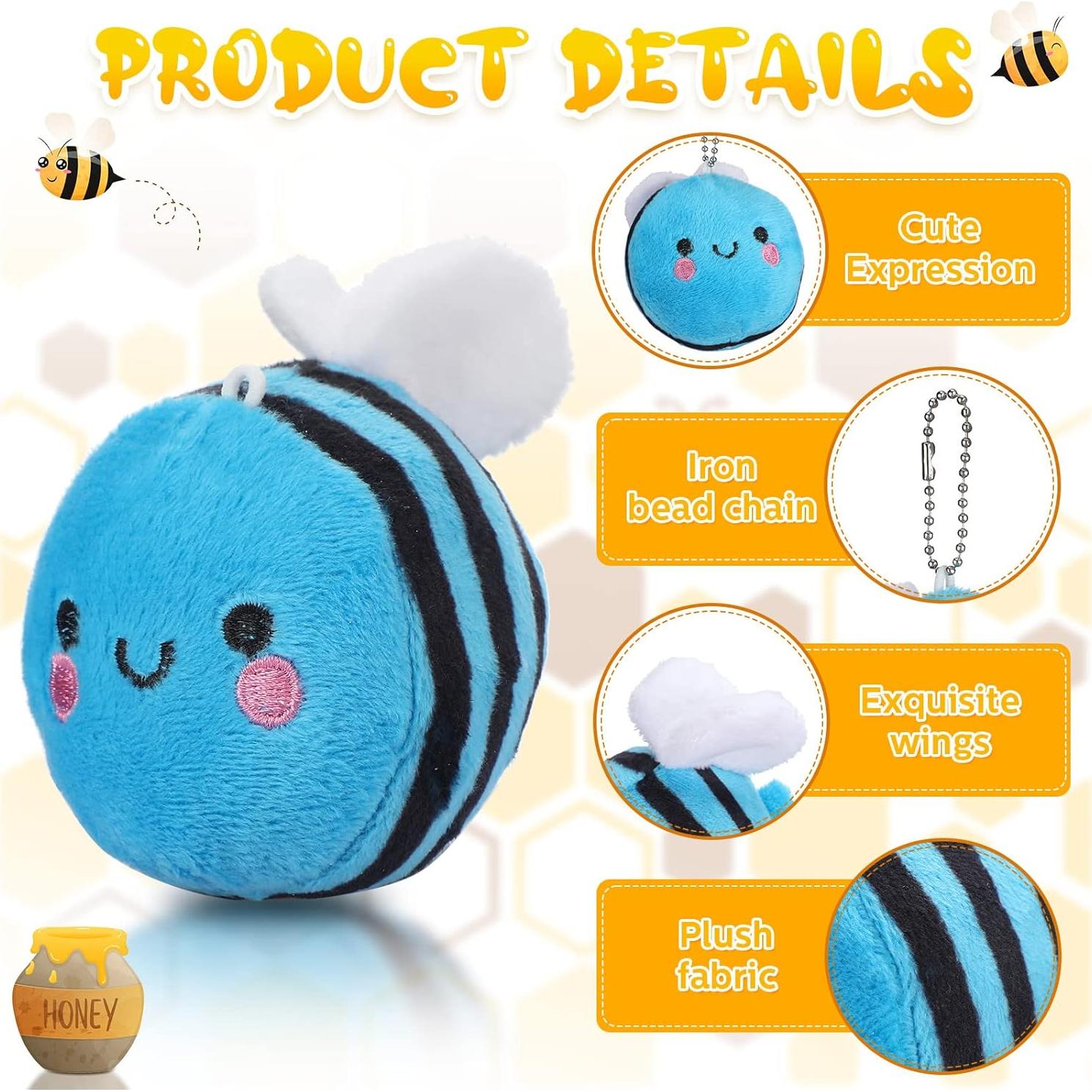 8 Abejas de Peluche Suave Sratte 8 cm para Decoración Fiesta