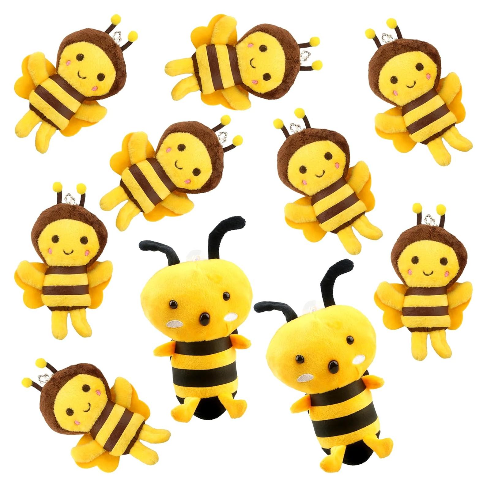 Paquete de 10 Juguetes de Peluche Abeja Puteraya - 2 Grandes y 8 Pequeños