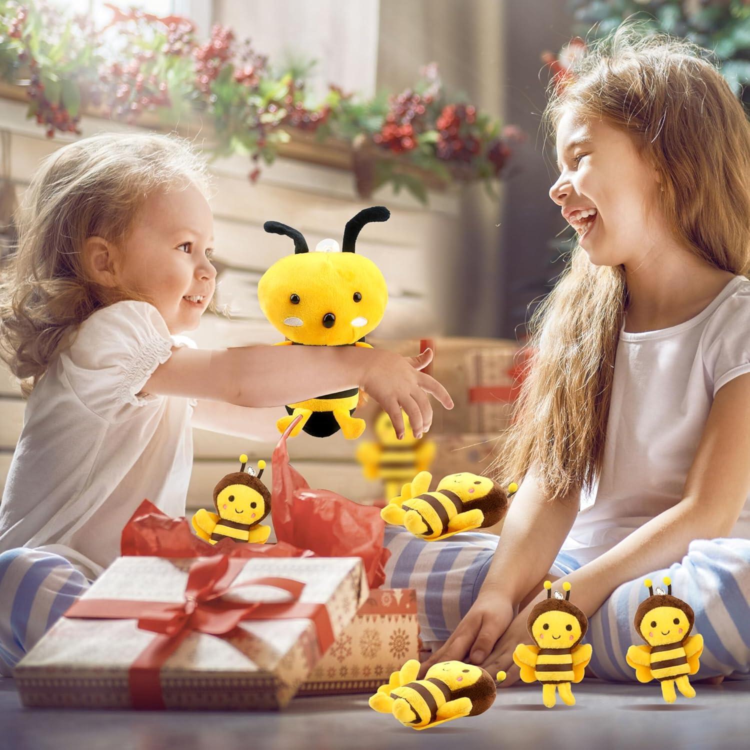 Paquete de 10 Juguetes de Peluche Abeja Puteraya - 2 Grandes y 8 Pequeños