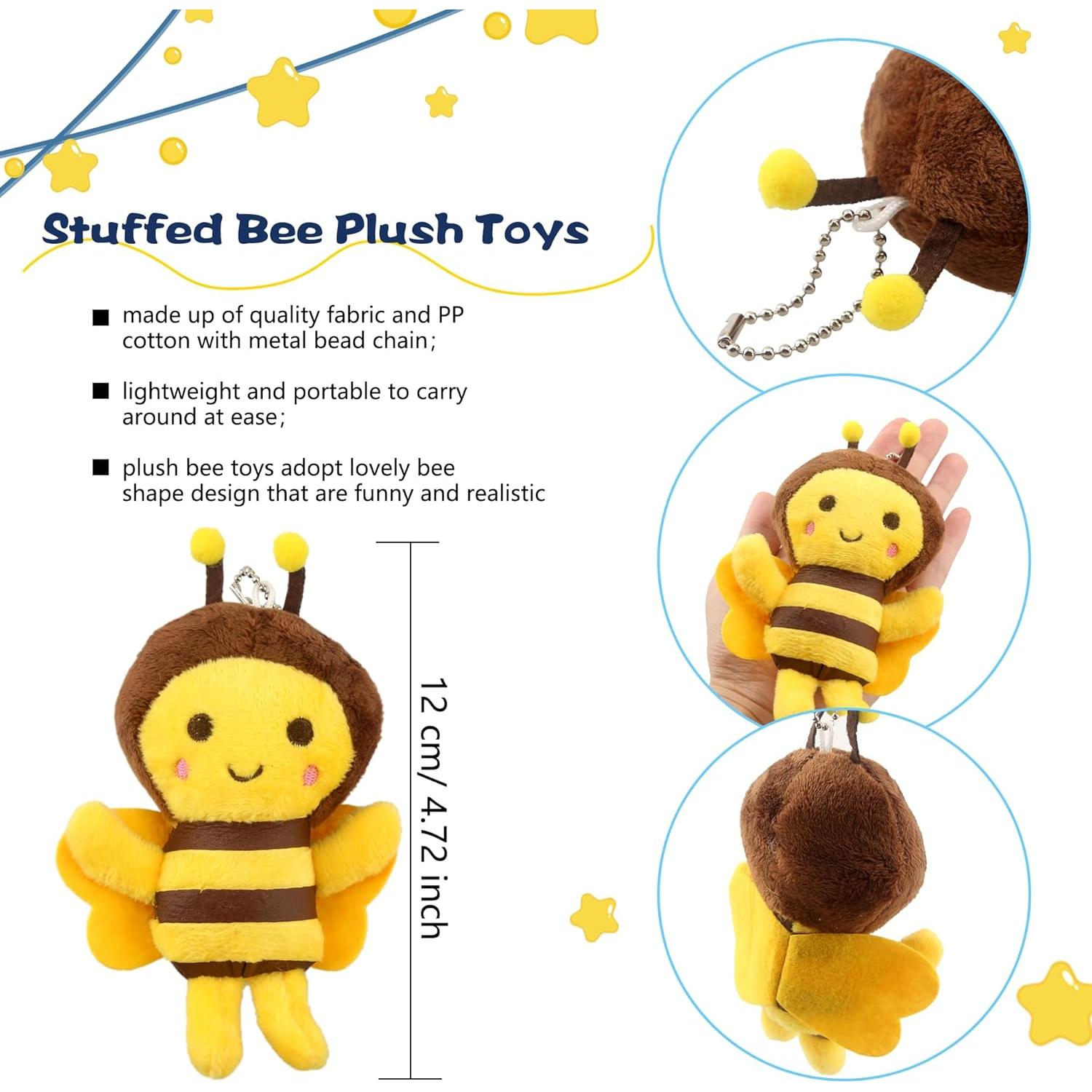 Paquete de 20 llaveros de peluche abeja Puteraya 12.7 cm