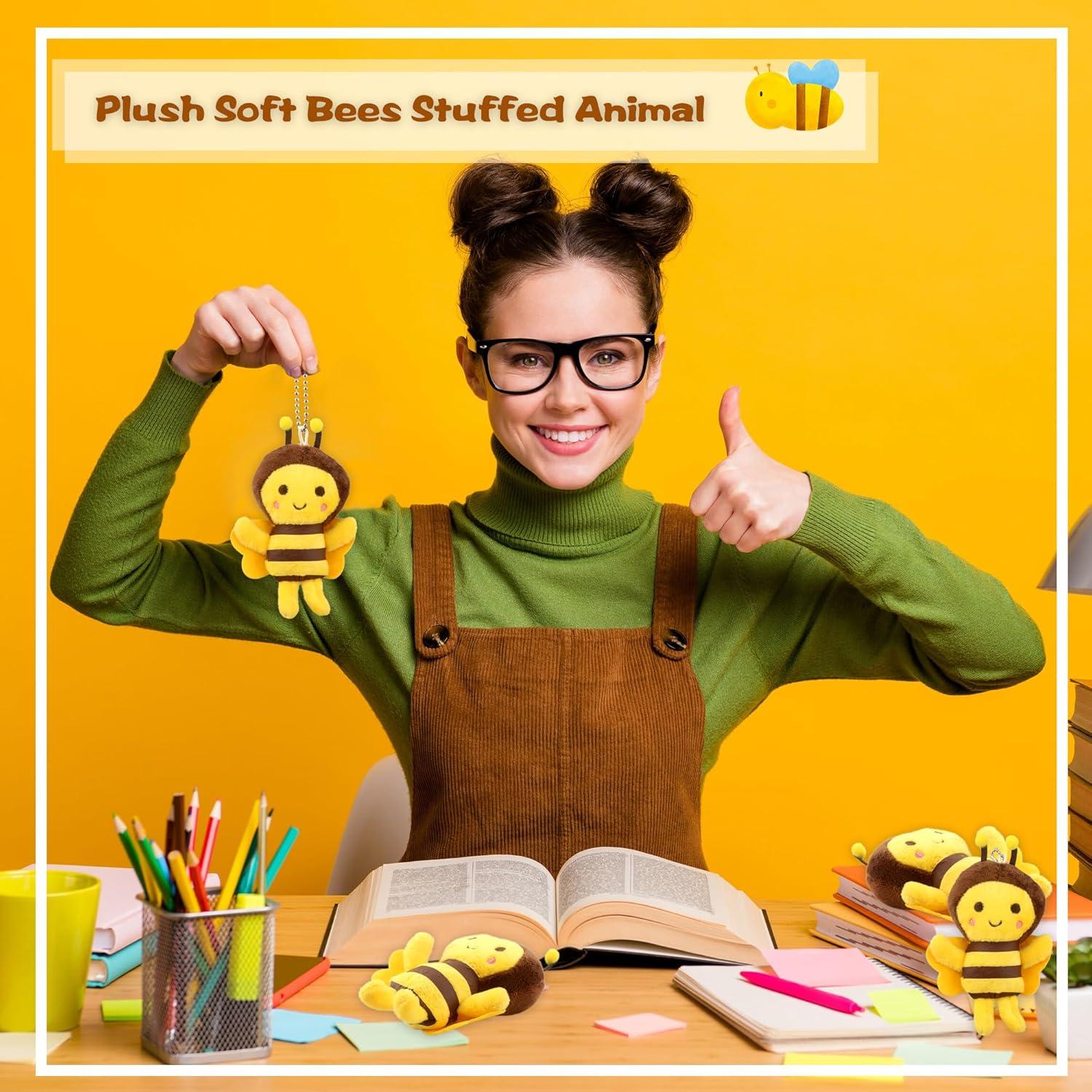 Paquete de 20 llaveros de peluche abeja Puteraya 12.7 cm